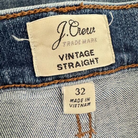 J.Crew Women's Vintage Straight Ankle Stretch Raw Hem High Rise Jeans Sz 32 - Picture 8 of 9